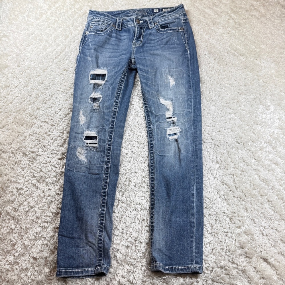 Miss Me Women's Jeans 25 Boyfriend Ankle Distressed Ripped Embellished Rodeo
